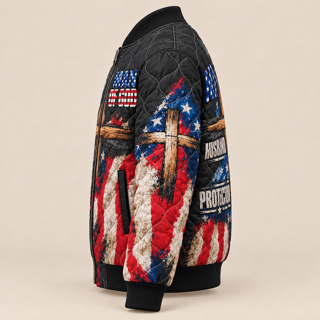 Man of God American Flag Quilted Jacket