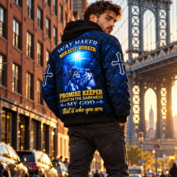 Midnight Lion Savior Quilted Bomber Jacket