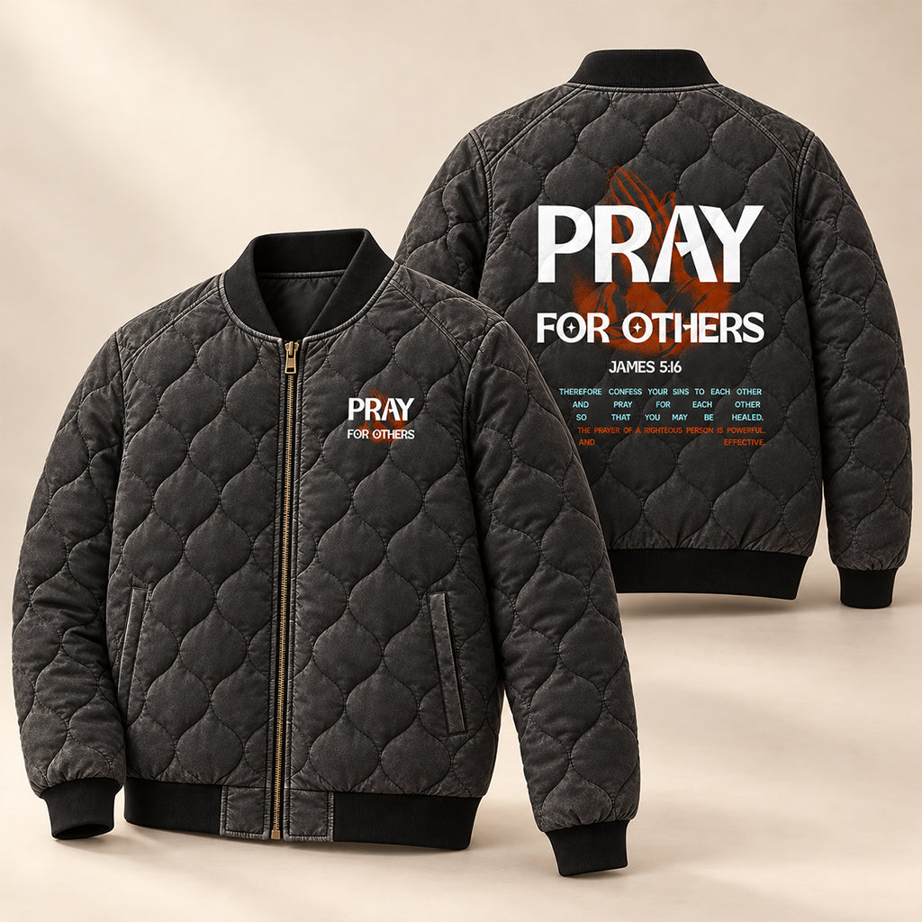 Pray For Others James 5 16 Quilted Bomber Jacket