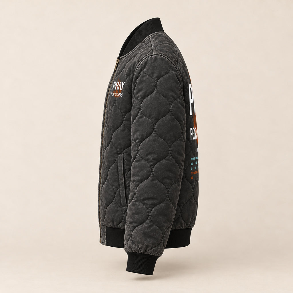 Pray For Others James 5 16 Quilted Bomber Jacket