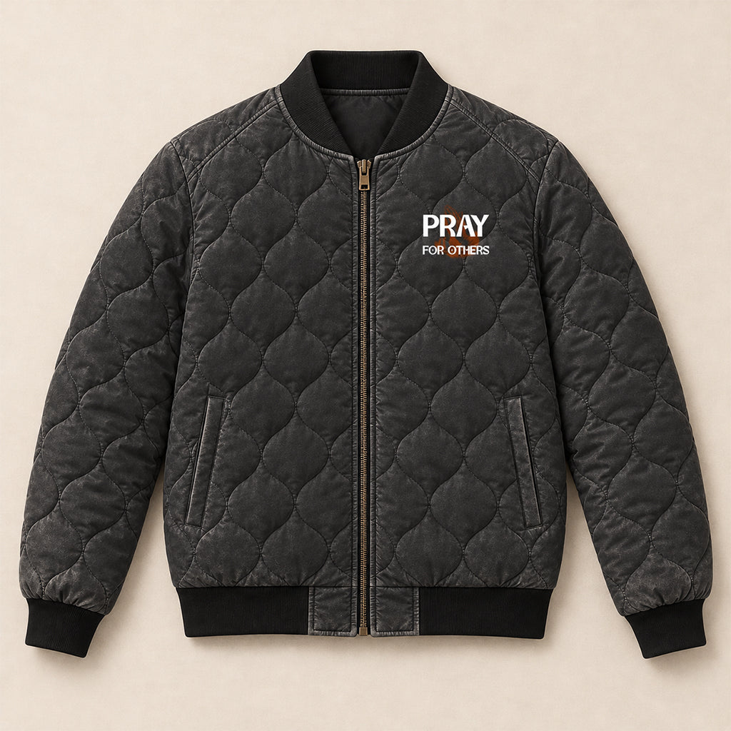 Pray For Others James 5 16 Quilted Bomber Jacket