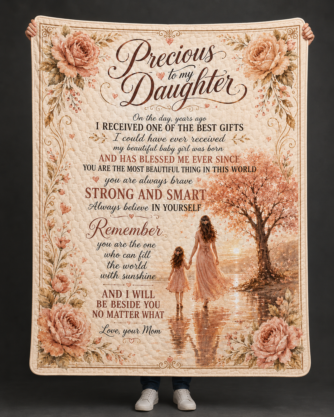 Precious Daughter Beautiful Baby Girl Mom Sunset Quilt Blanket