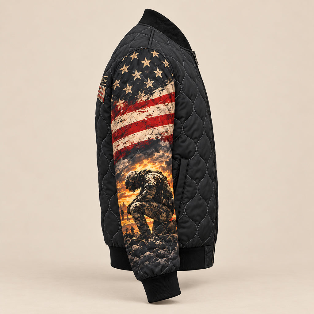 Proud US Veteran Memorial Quilted Jacket