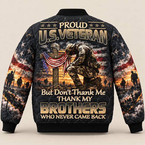 Proud US Veteran Memorial Quilted Jacket