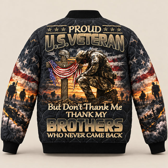 Proud US Veteran Memorial Quilted Jacket