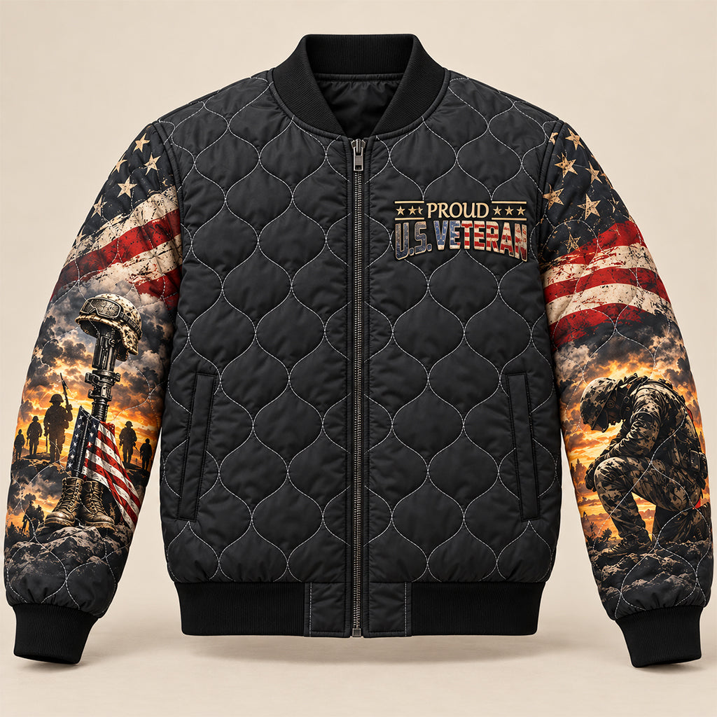Proud US Veteran Memorial Quilted Jacket – view 5