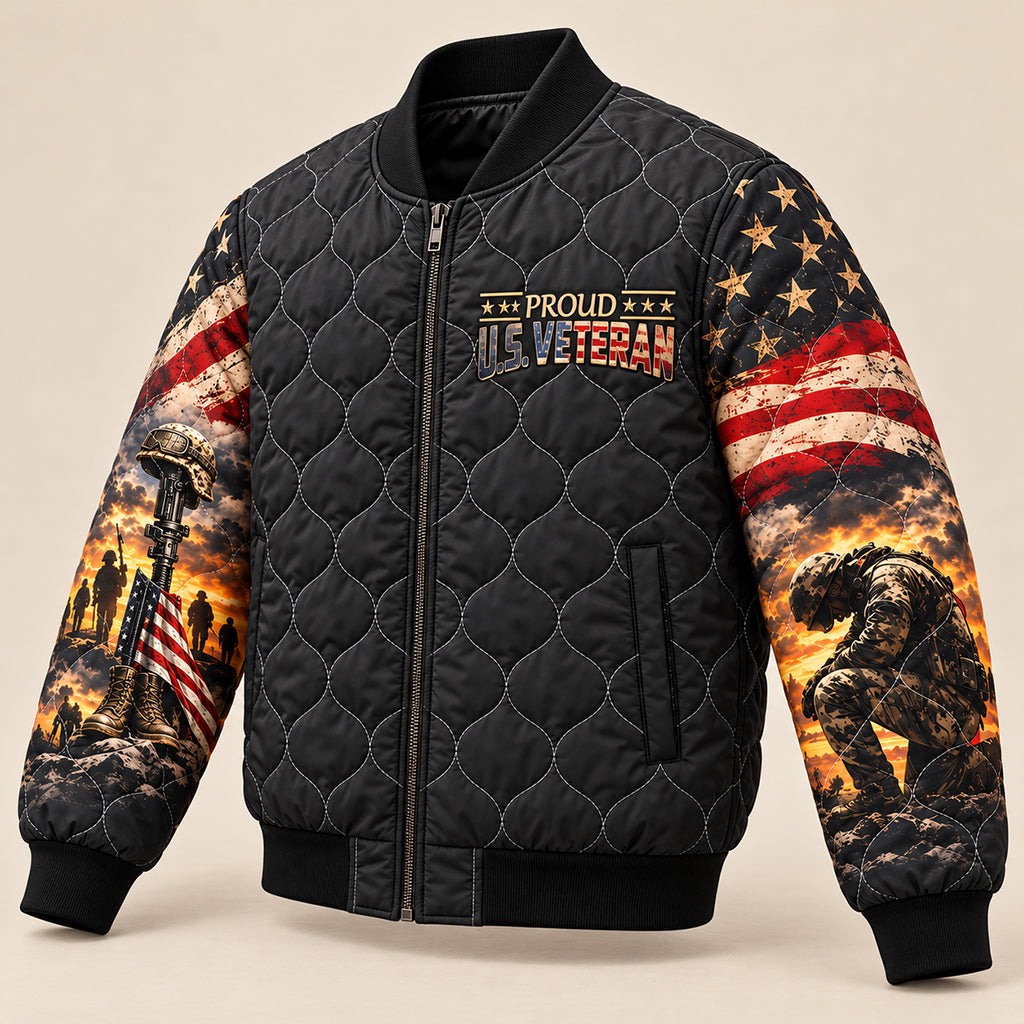 Proud US Veteran Memorial Quilted Jacket