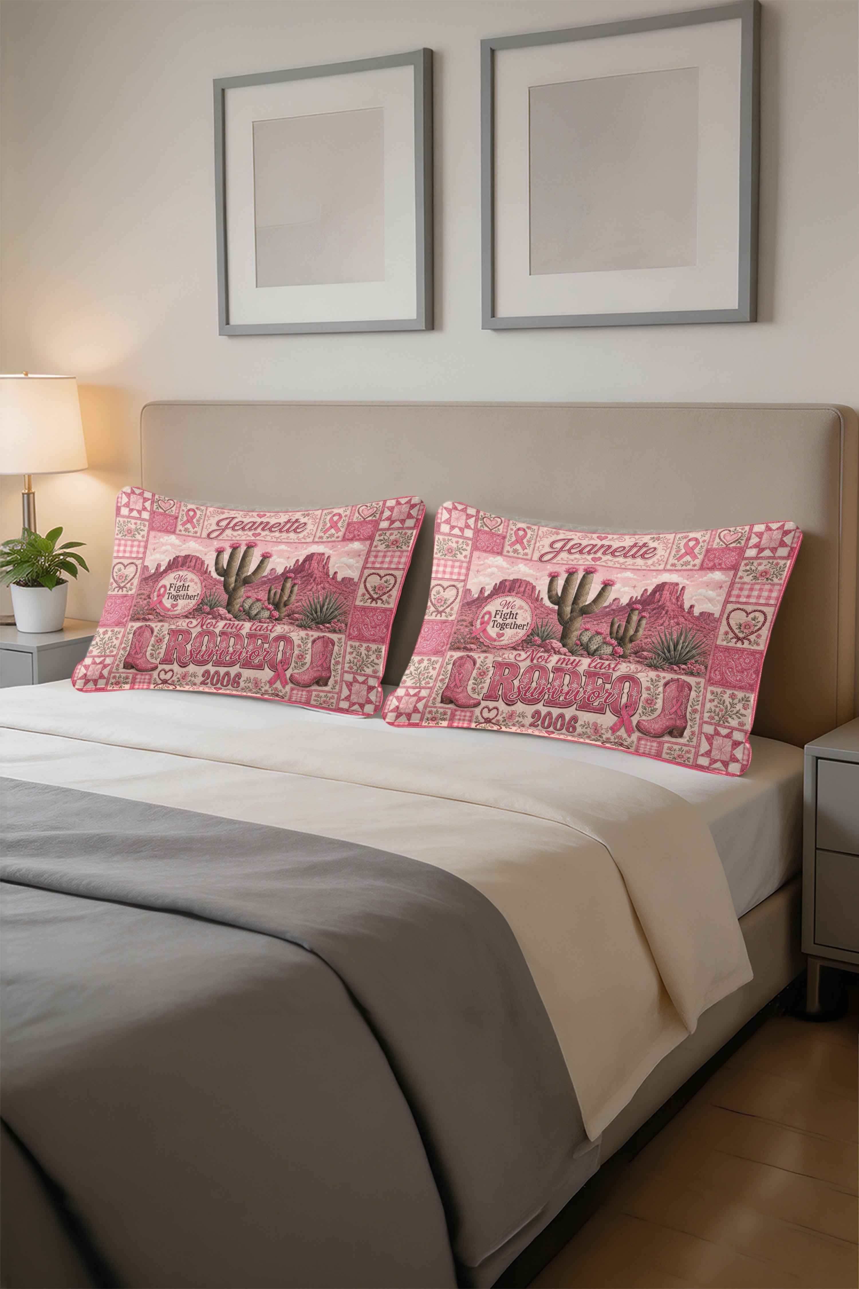 Rodeo Survivor Cactus Desert Patchwork Quilt Pillows