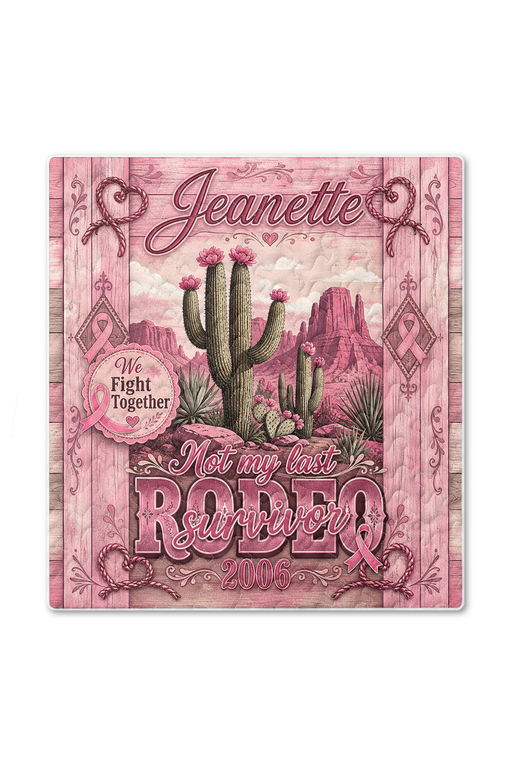 Rodeo Survivor Cactus Desert Wood Plank Quilt Blanket