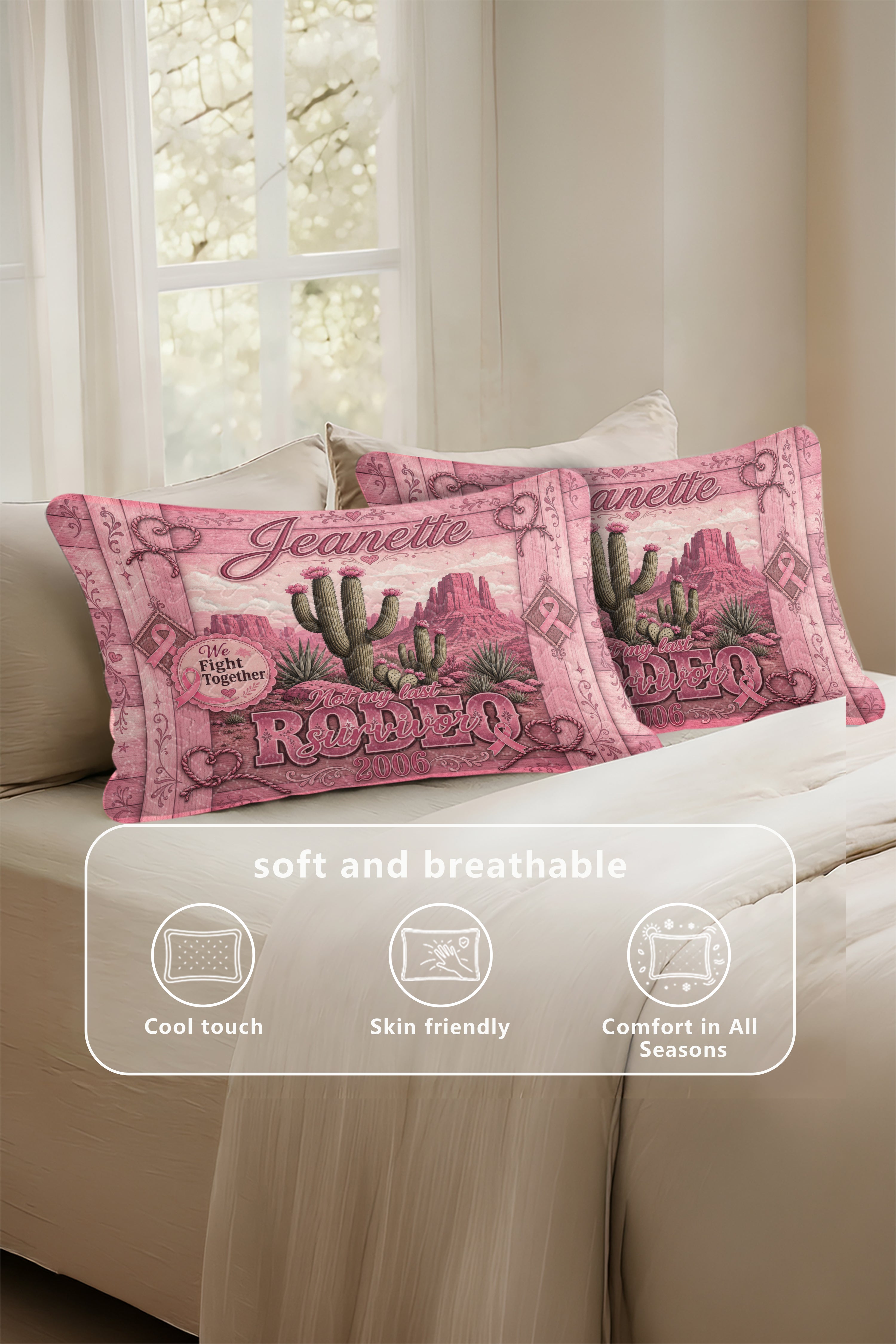 Rodeo Survivor Cactus Desert Wood Plank Quilt Pillows