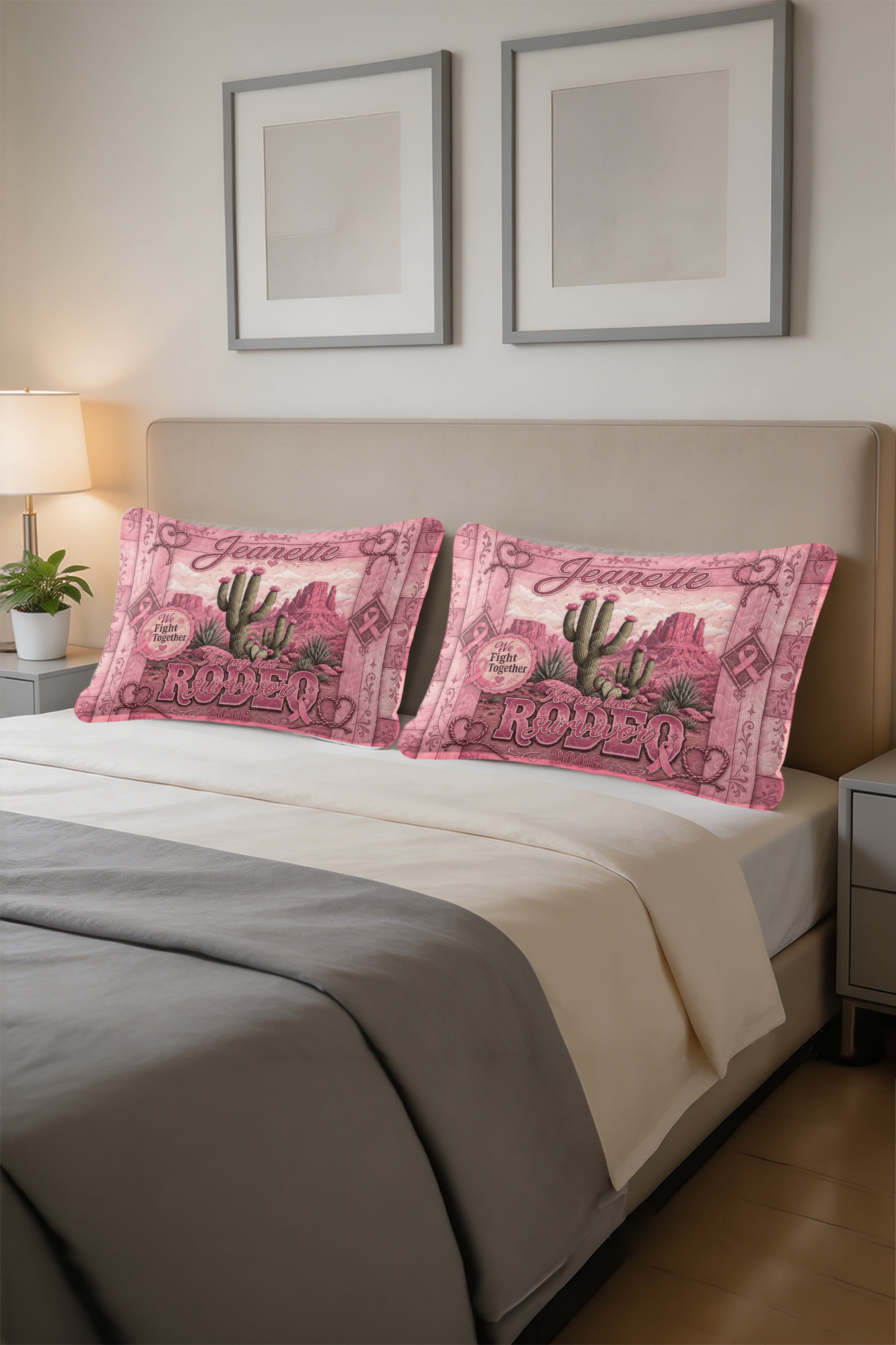 Rodeo Survivor Cactus Desert Wood Plank Quilt Pillows