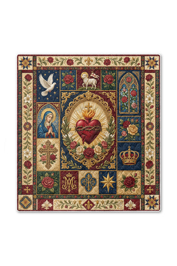 Sacred Heart Blanket, Catholic Home Decor