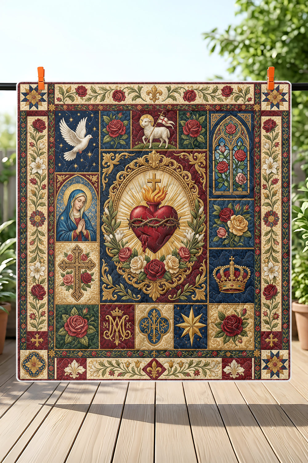Sacred Heart Blanket, Catholic Home Decor