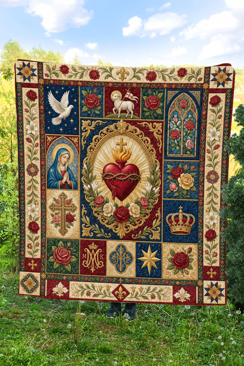 Sacred Heart Blanket, Catholic Home Decor