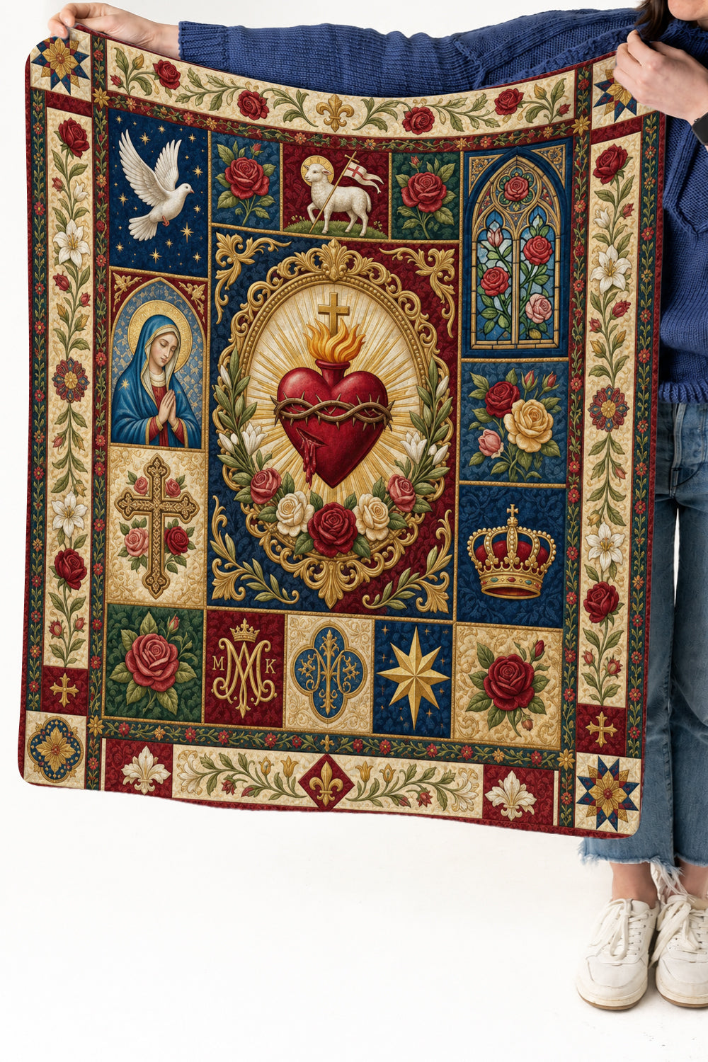 Sacred Heart Blanket, Catholic Home Decor