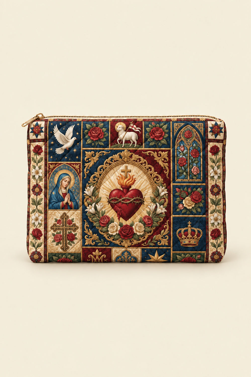 Sacred Heart Blanket, Catholic Quilted Pouches