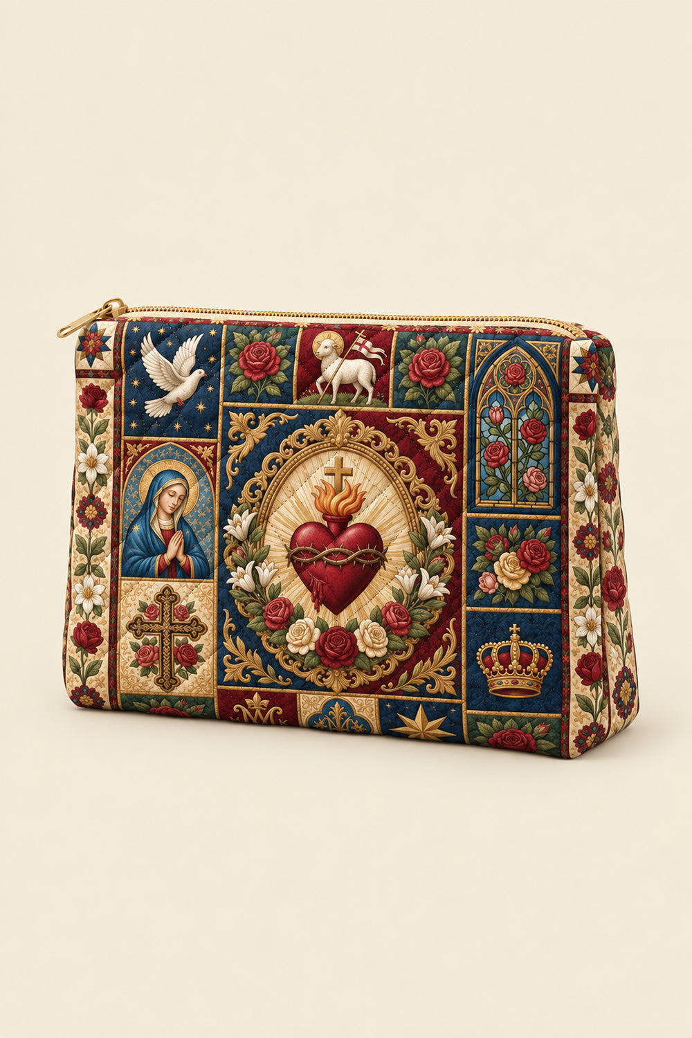 Sacred Heart Blanket, Catholic Quilted Pouches