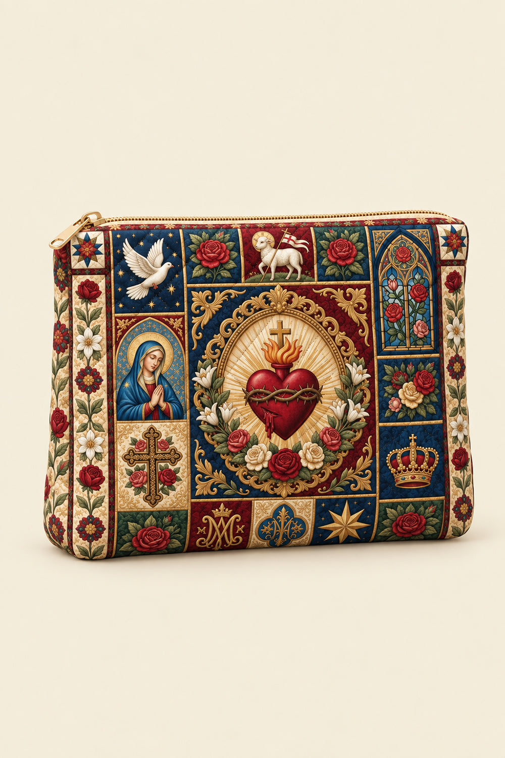 Sacred Heart Blanket, Catholic Quilted Pouches