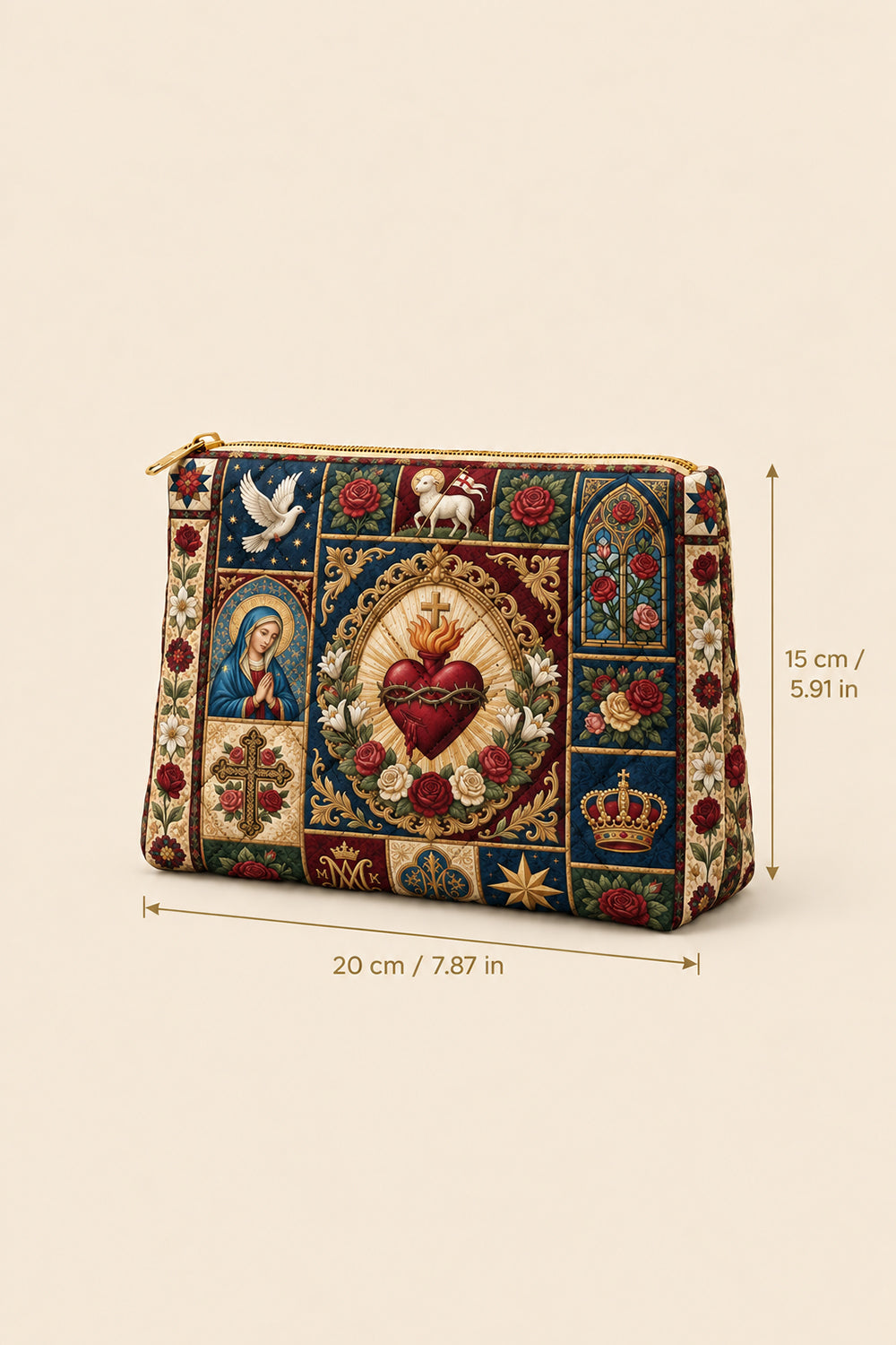 Sacred Heart Blanket, Catholic Quilted Pouches