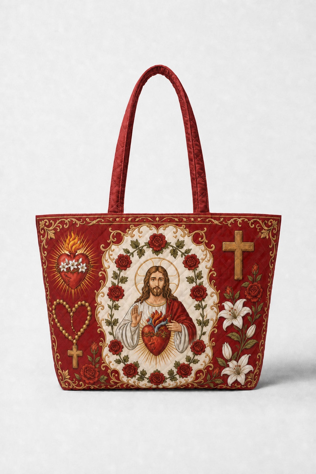 Sacred Heart of Jesus Christian Quilt Bag