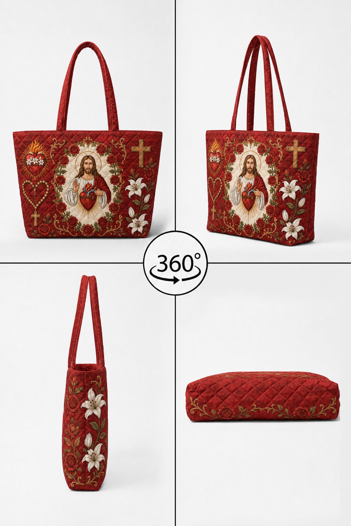 Sacred Heart of Jesus Christian Quilt Bag