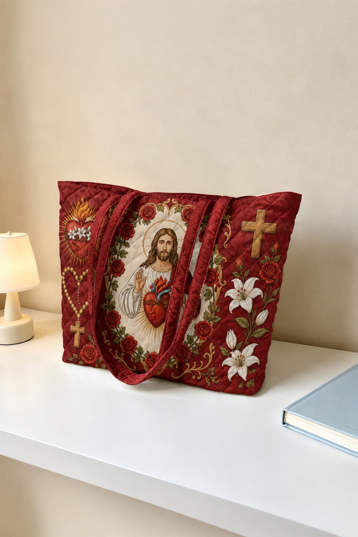 Sacred Heart of Jesus Christian Quilt Bag