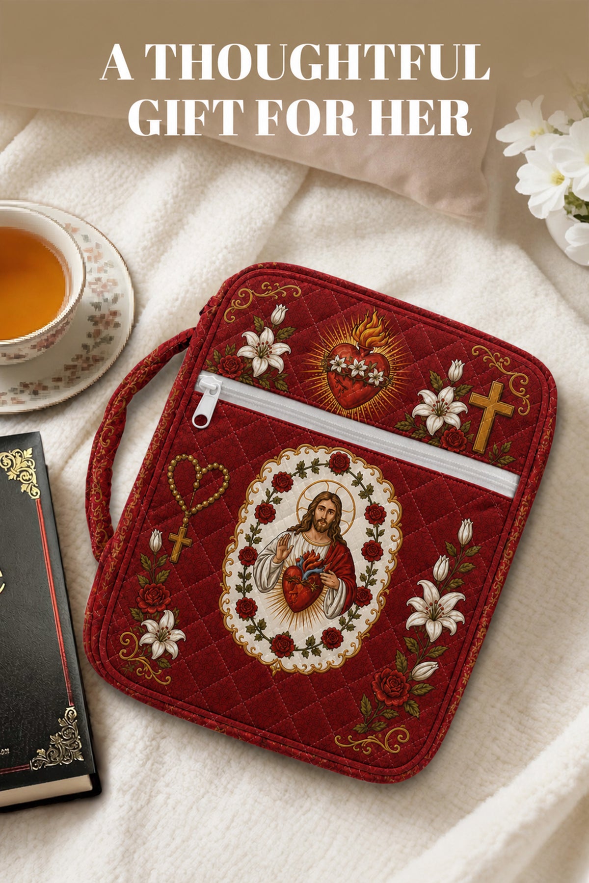 Sacred Heart of Jesus Christian Quilt Bible