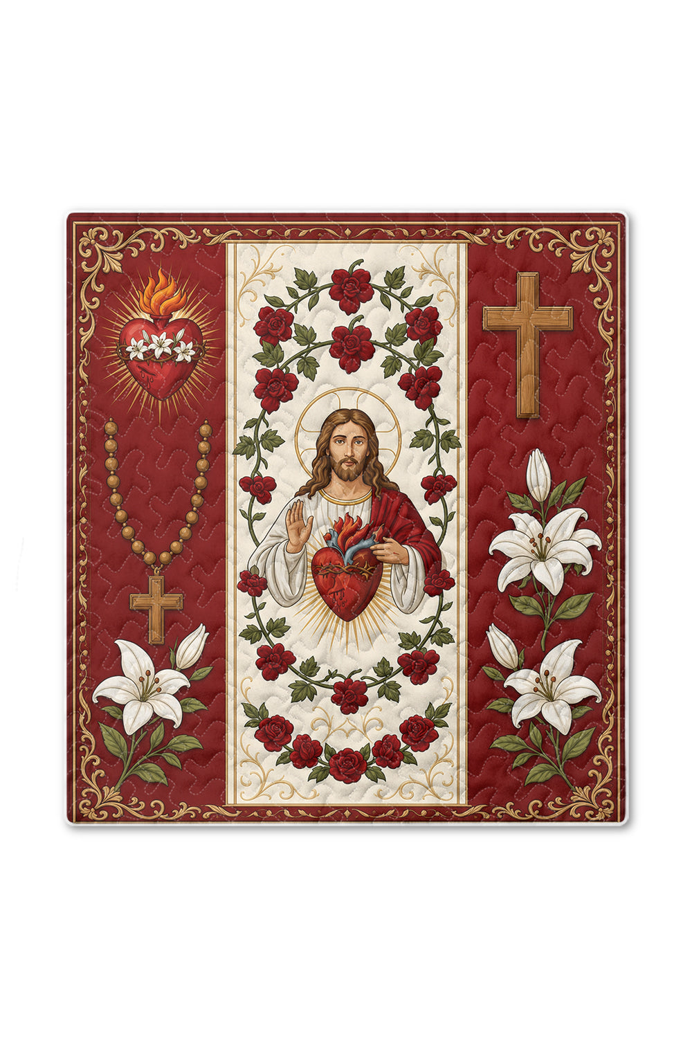 Sacred Heart of Jesus Christian Quilt Blanket