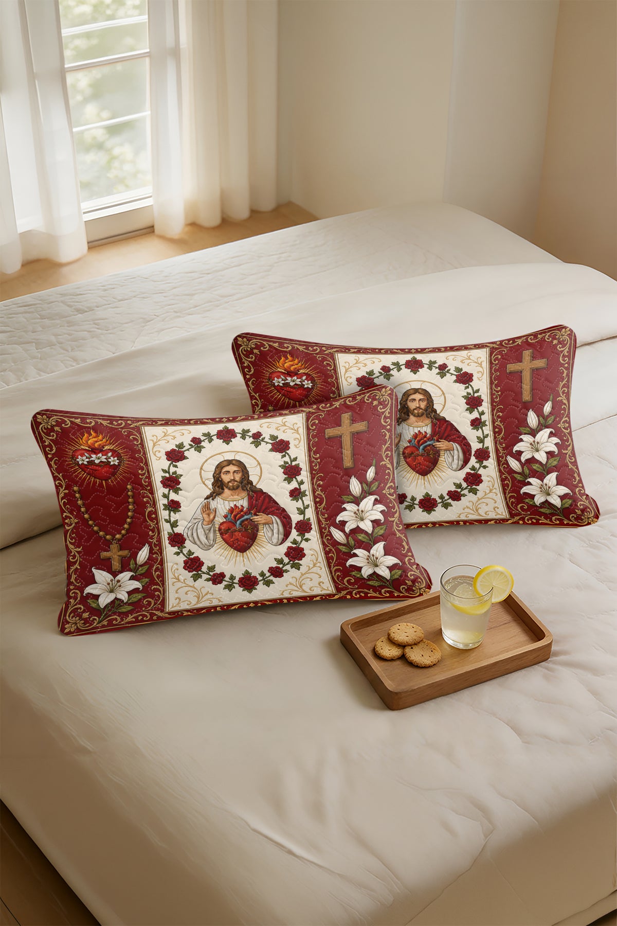 Sacred Heart of Jesus Christian Quilt Pillows