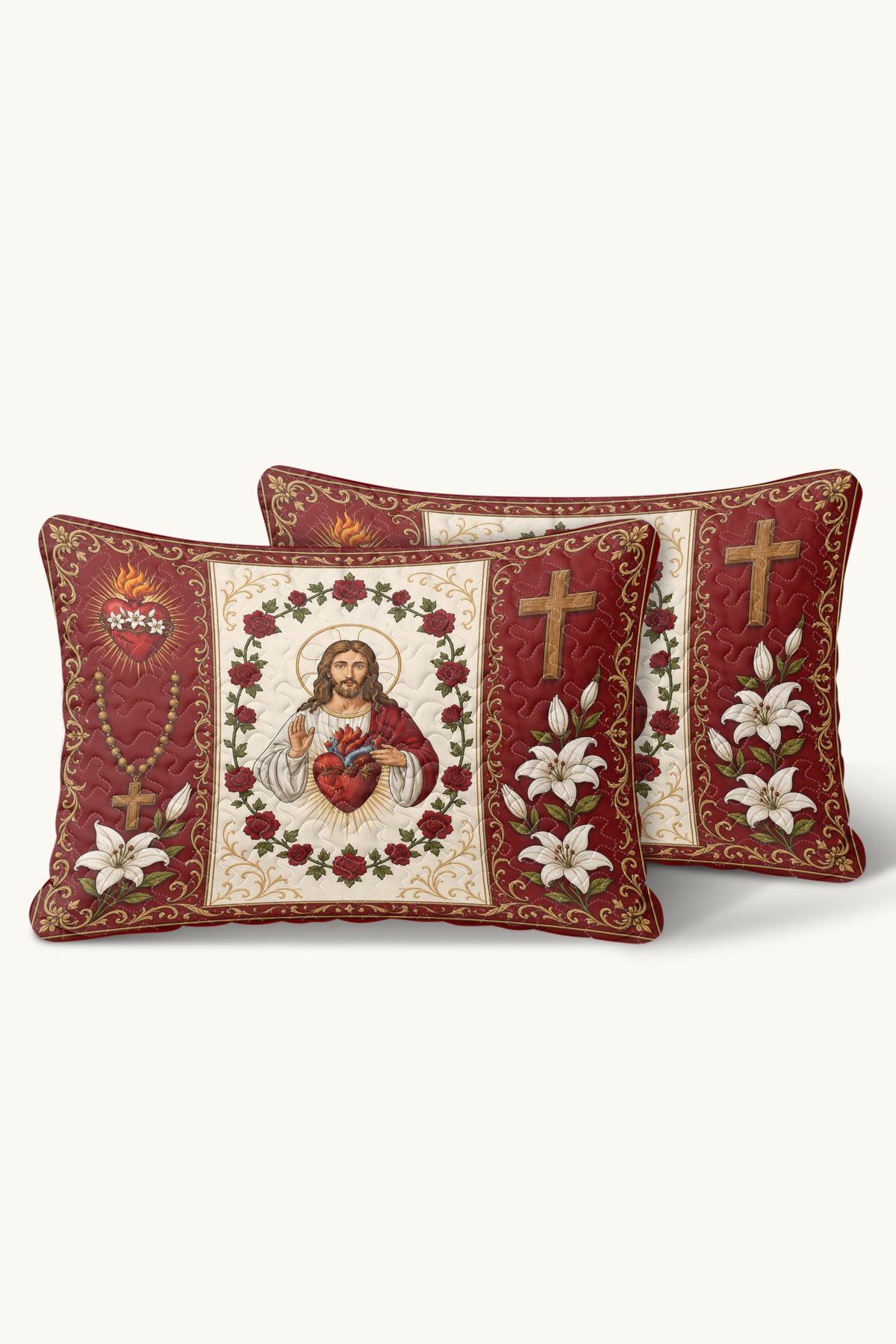 Sacred Heart of Jesus Christian Quilt Pillows
