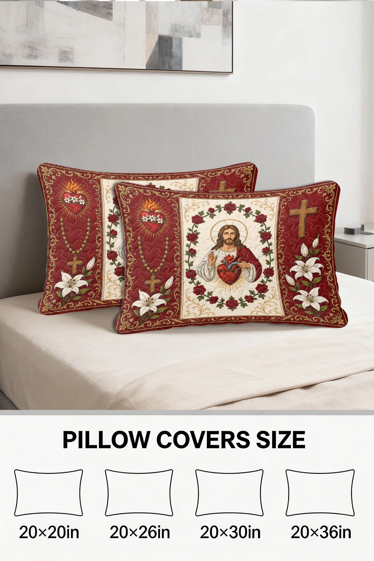 Sacred Heart of Jesus Christian Quilt Pillows
