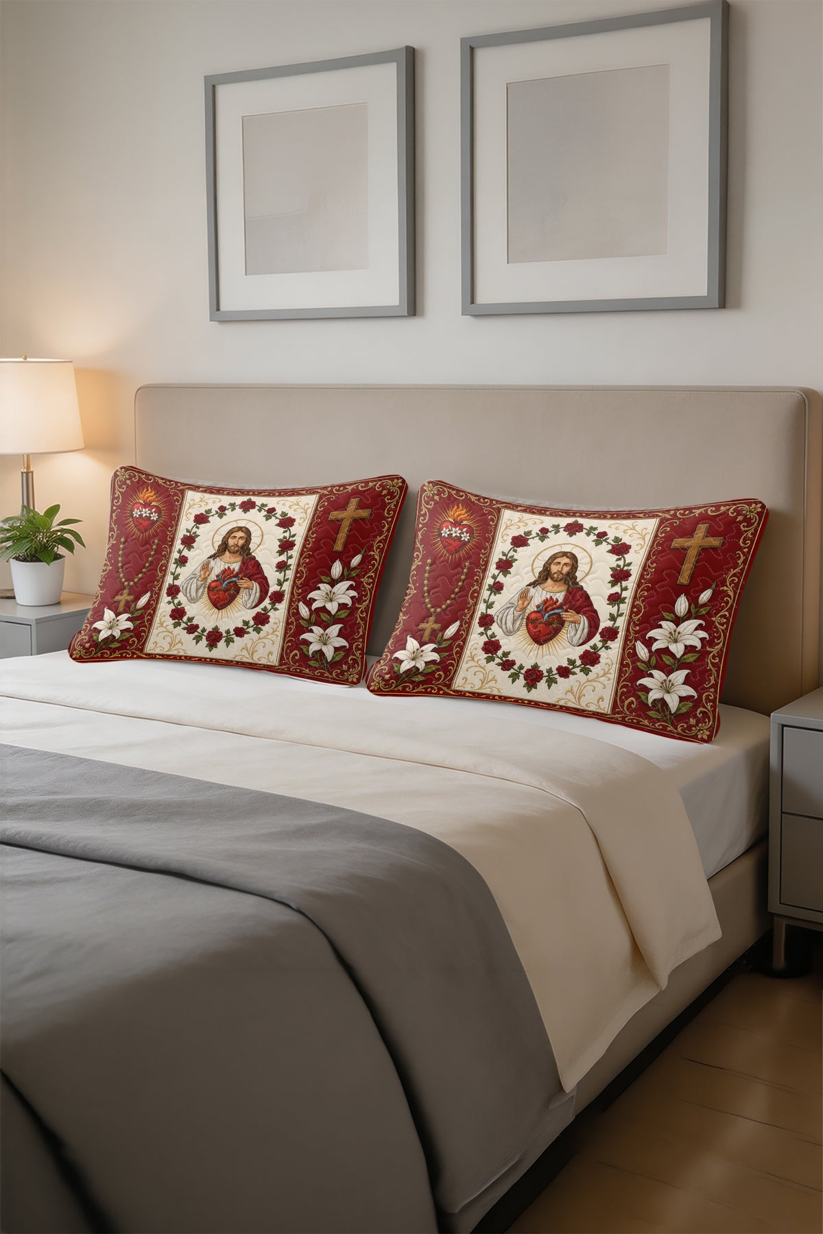 Sacred Heart of Jesus Christian Quilt Pillows