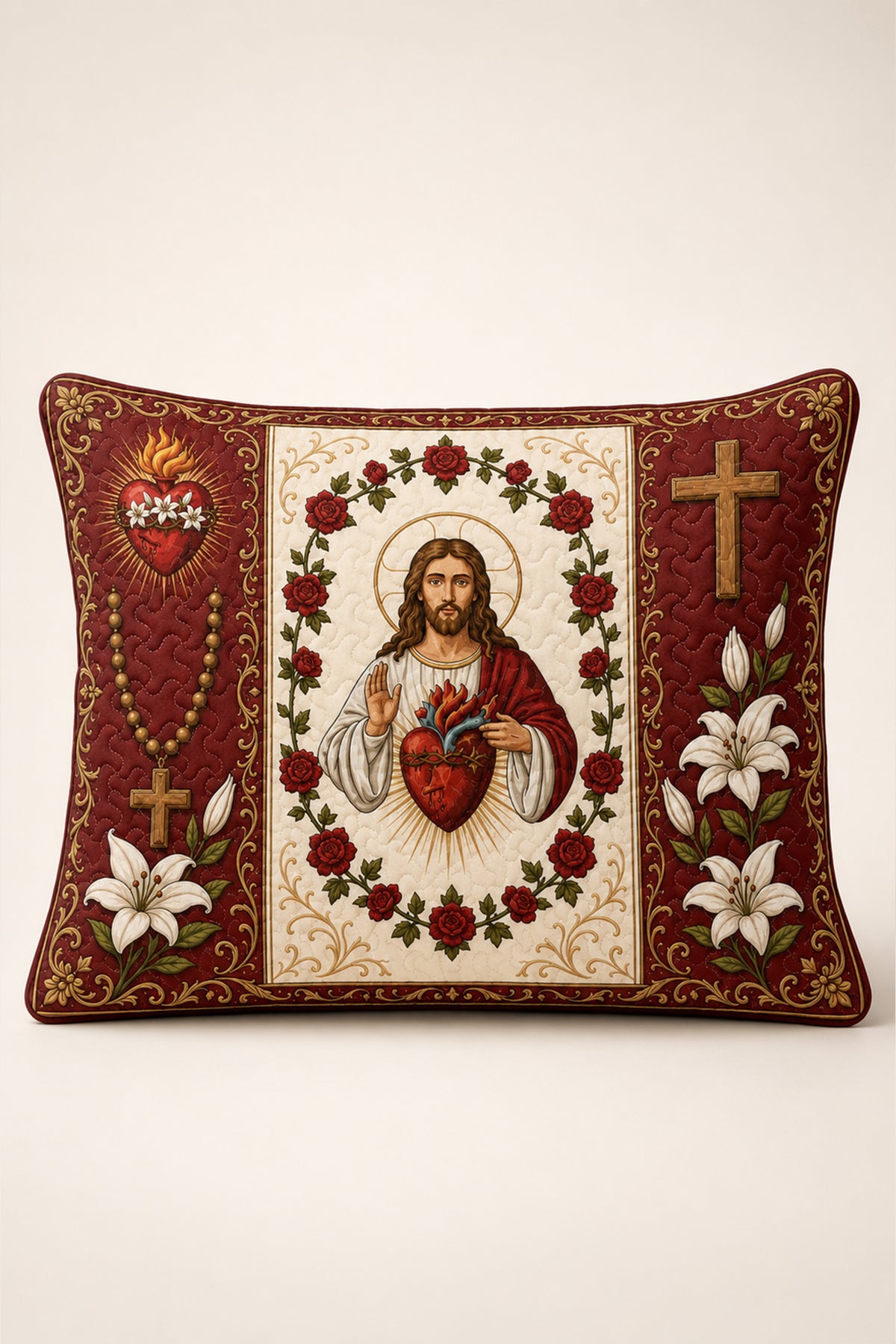 Sacred Heart of Jesus Christian Quilt Pillows