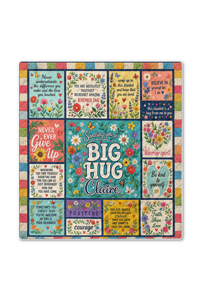 Sending Big Hug Colorful Floral Quilt Blanket
