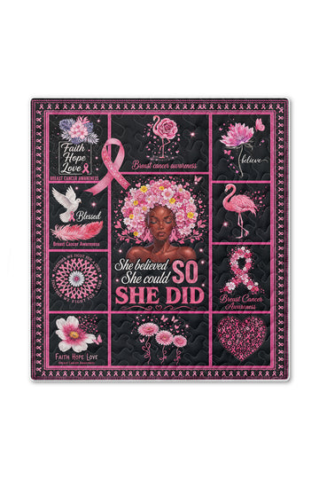 She Believed She Could So She Did Flamingo Quilt Blanket