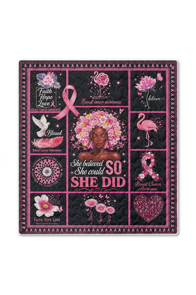 She Believed She Could So She Did Flamingo Quilt Blanket