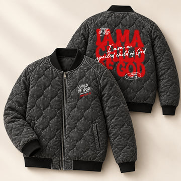 Spoiled Child Of God Quilted Bomber Jacket