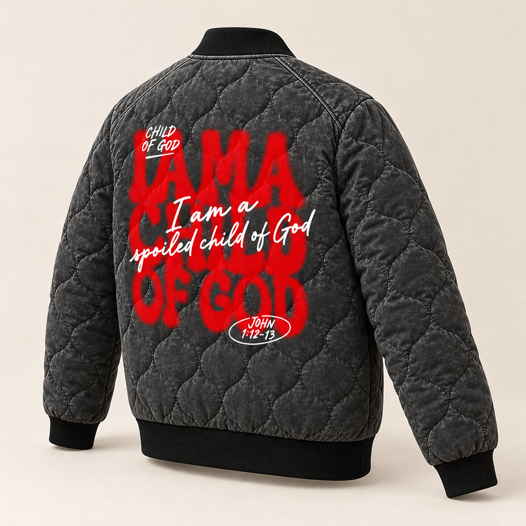 Spoiled Child Of God Quilted Bomber Jacket