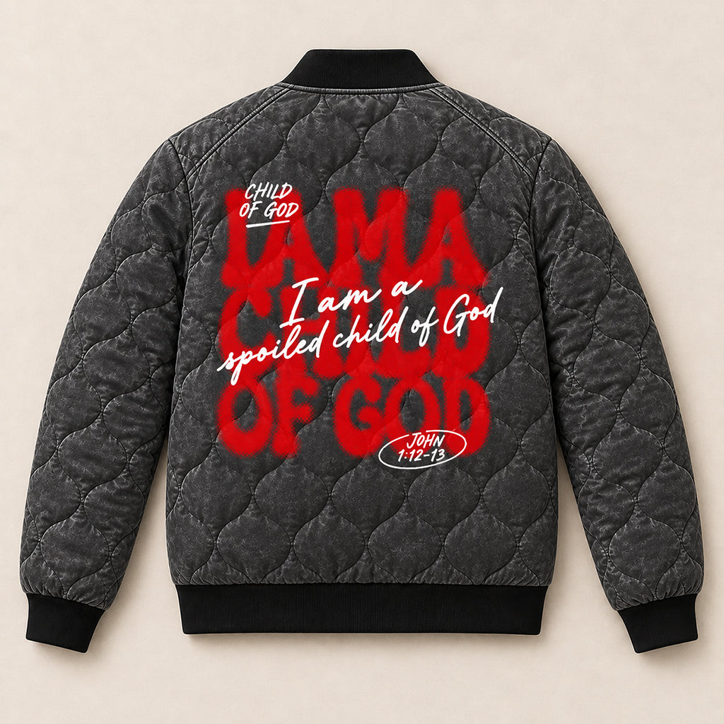 Spoiled Child Of God Quilted Bomber Jacket – view 4