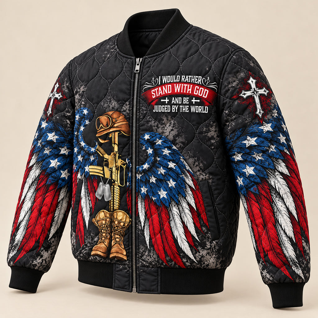 Stand With God Patriotic Quilted Jacket