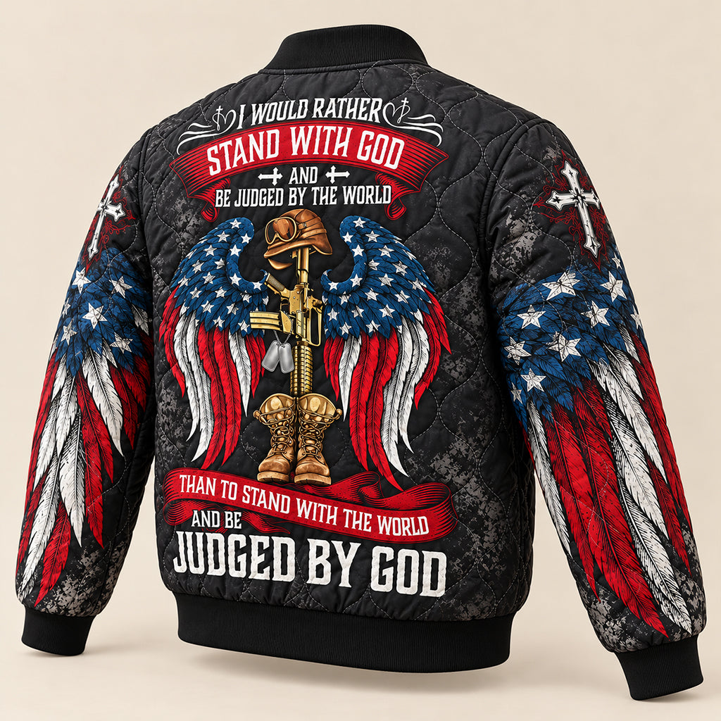 Stand With God Patriotic Quilted Jacket – view 3
