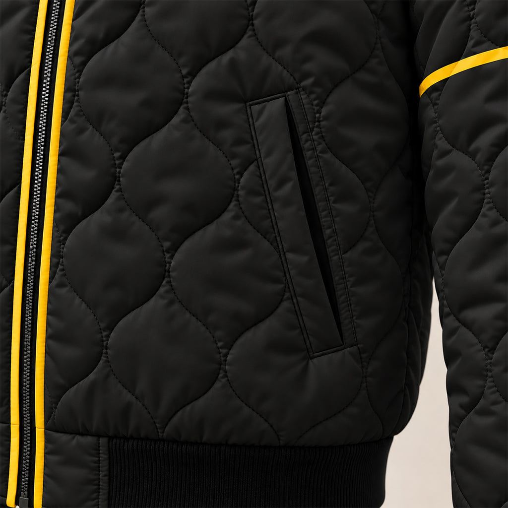 Stand With God Templar Knight Lion Quilted Bomber Jacket