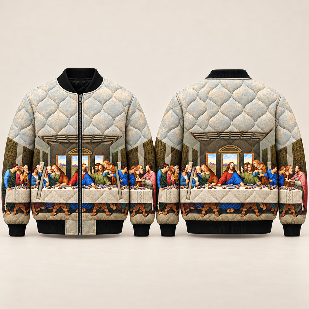 Renaissance Last Supper Art Quilted Bomber Jacket