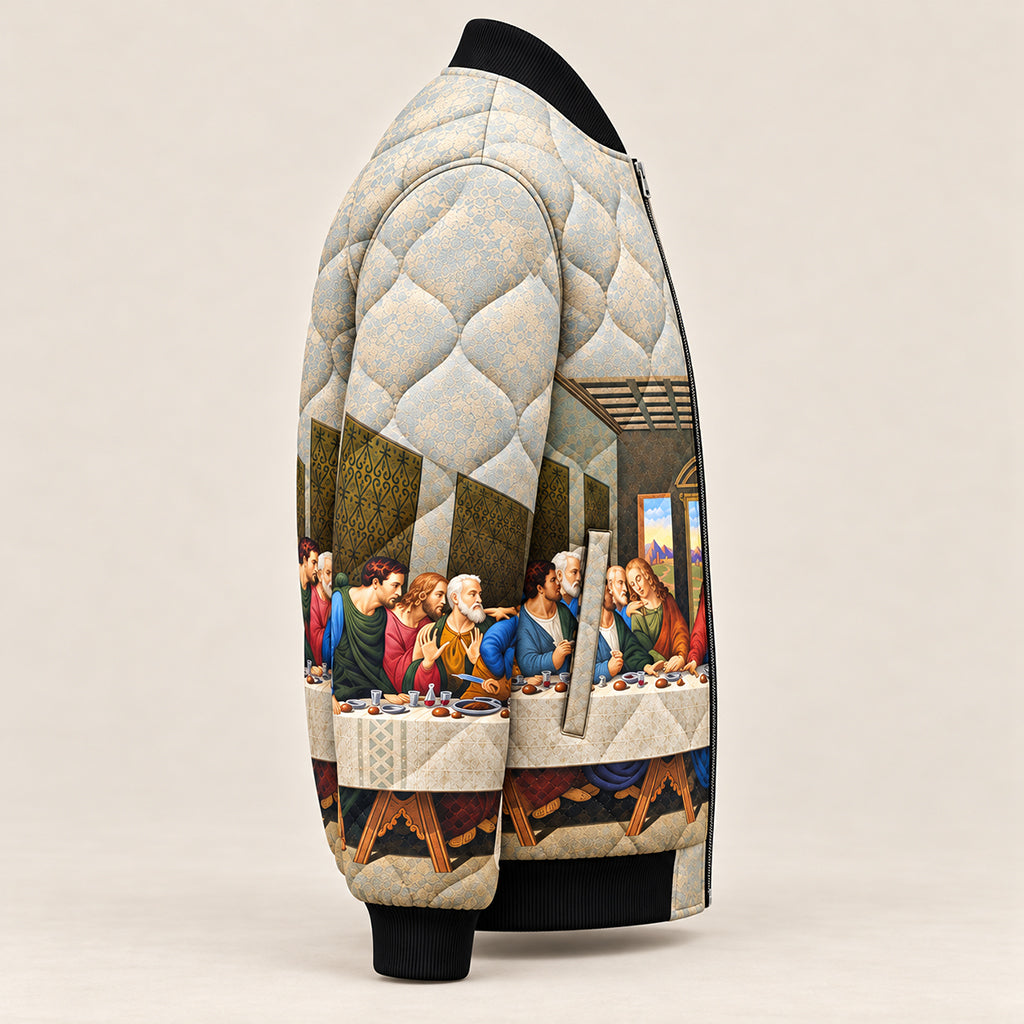 Renaissance Last Supper Art Quilted Bomber Jacket