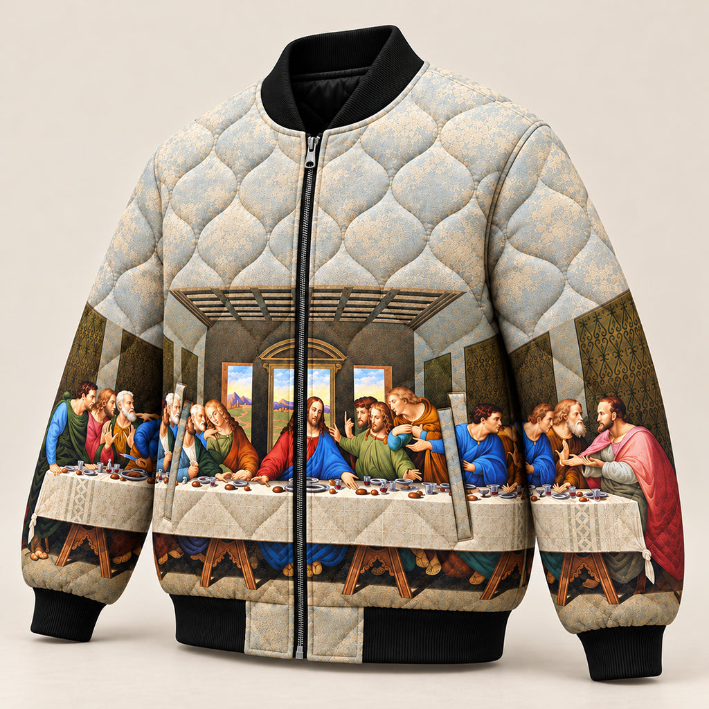 Renaissance Last Supper Art Quilted Bomber Jacket