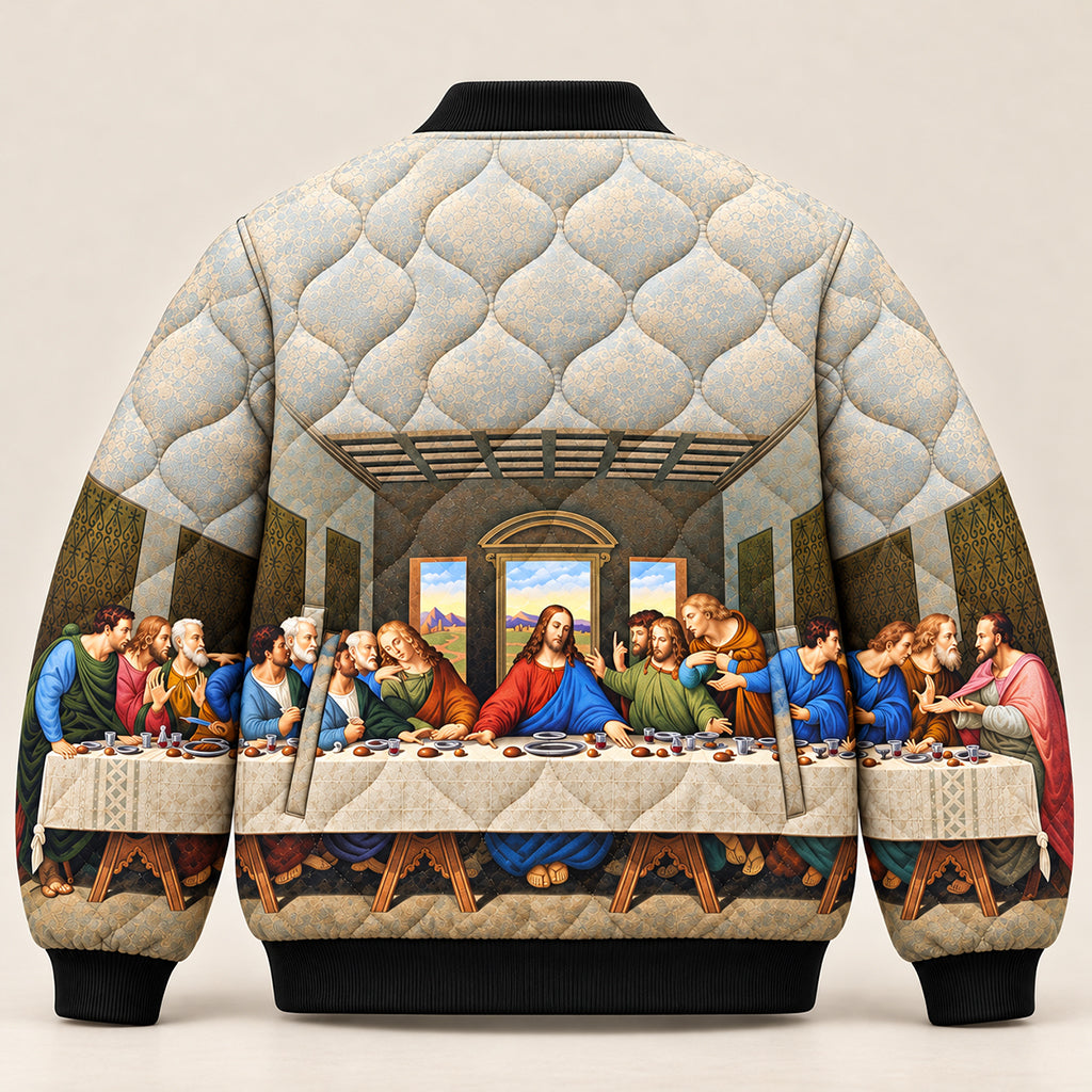 Renaissance Last Supper Art Quilted Bomber Jacket