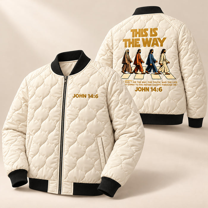 This Is The Way Jesus Crosswalk Quilted Bomber Jacket
