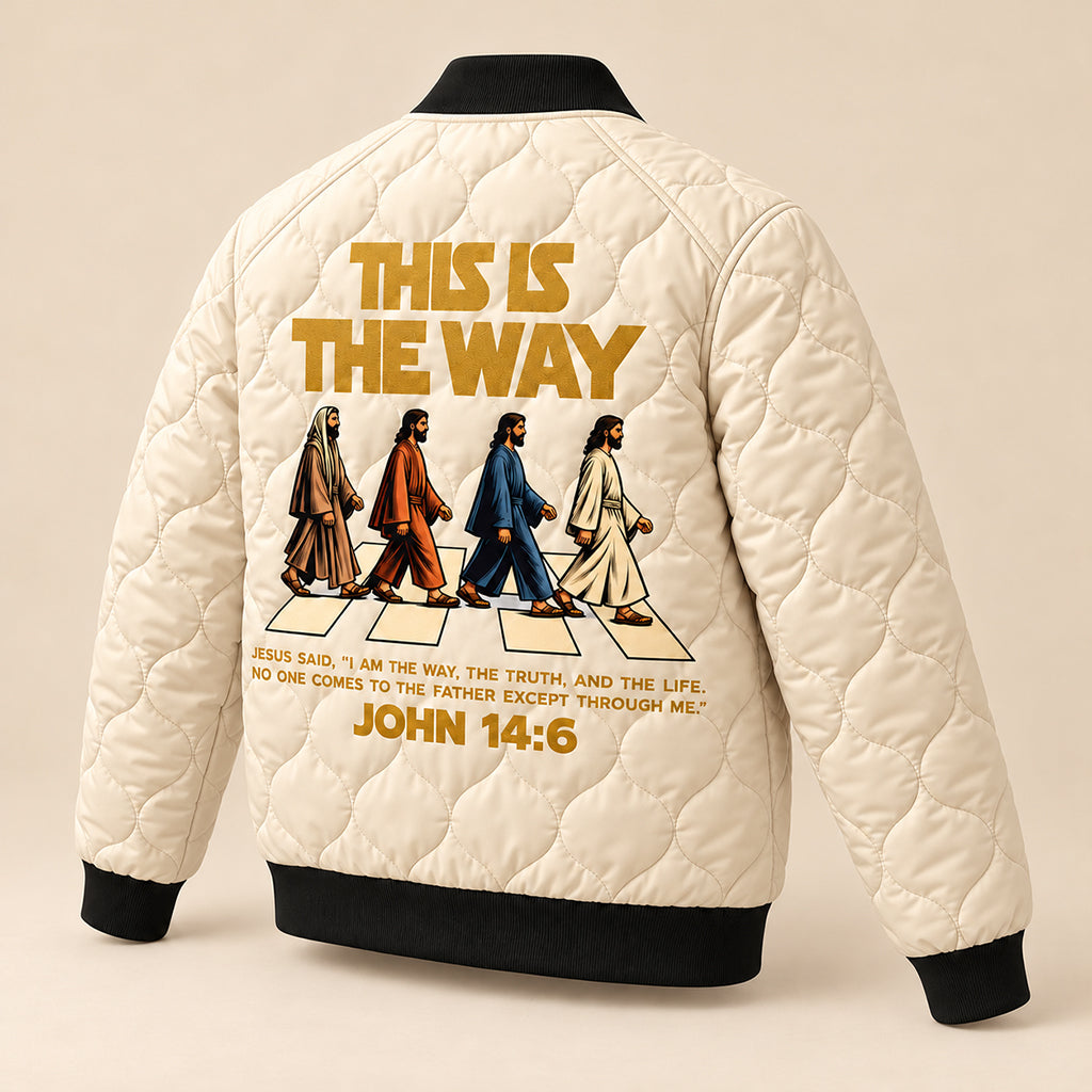 This Is The Way Jesus Crosswalk Quilted Bomber Jacket – view 5