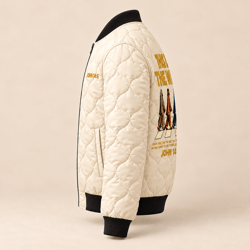 This Is The Way Jesus Crosswalk Quilted Bomber Jacket – view 6