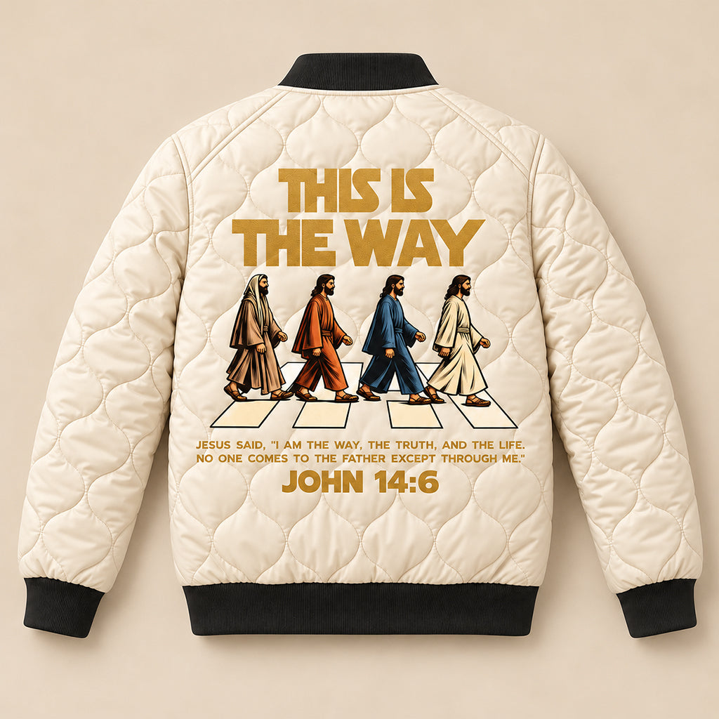 This Is The Way Jesus Crosswalk Quilted Bomber Jacket